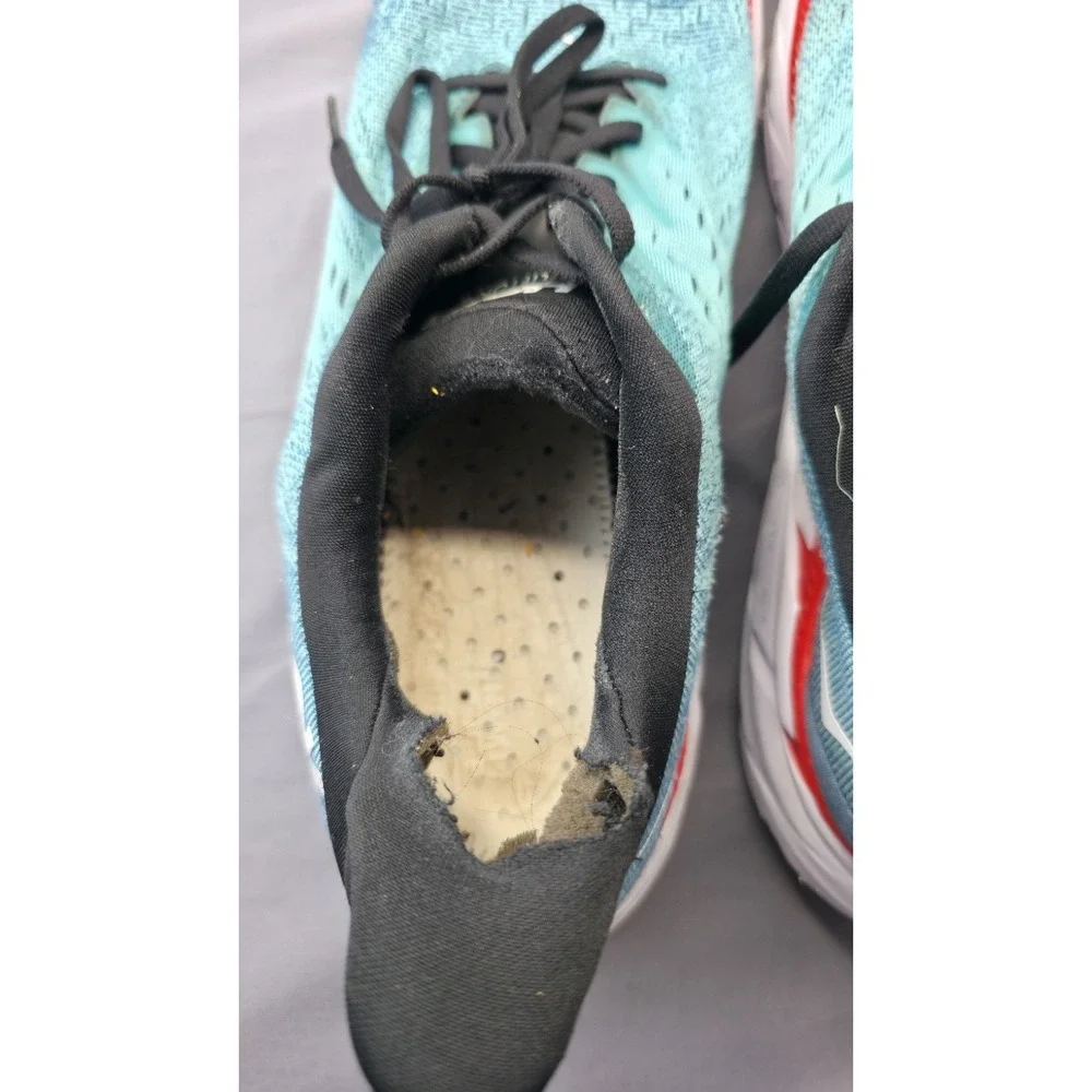 Hoka One One Clifton 8 Mens 12.2E 1121374 RTAR Blue Red Running Shoes Sneaker